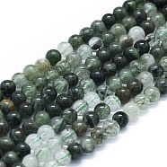 Natural Green Rutilated Quartz Beads Strands, Round, 4mm, Hole: 0.7mm, about 89pcs/Strand, 15.35 inch(39cm)(G-E561-14-4mm)