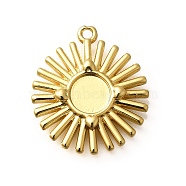 Brass Pendant Cabochon Settings, Sun, Cadmium Free & Lead Free, Long-Lasting Plated, Rack Plating, Golden, 20x18x3mm, Hole: 1.2mm, Tray: 6mm.(KK-M313-19G)