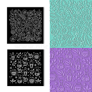 Acrylic Clay Texture Boards, Square, Flower, 100x100mm, 2pcs/set(DIY-WH0498-0010)