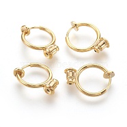 Eco-Friendly Brass Clip-on Hoop Earrings, For Non-pierced Ears, with Brass Spring Findings & Ear Nut, Golden, 18x13mm, Hole: 0.8mm(X-KK-L168-04G)