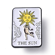 The Sun Tarot Card Enamel Pin, Electrophoresis Black Alloy Badge for Backpack Clothes, White, 30x20x1.5mm(JEWB-E019-02EB)