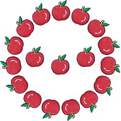 18Pcs Computerized Embroidery Cloth Iron On/Sew On Patches, with Glitter Powder, Costume Accessories, Appliques, Apple, for Teacher's Day, Red, 60x51x1.5mm(PATC-CA0001-01)