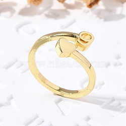 Brass Cuff Rings for Women, Letter, Letter G, Inner Diameter: 15.6mm(RJEW-U044-G)