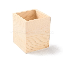 Unfinished Blank Cottonwood Pen Container, Square Pen Pencil Makeup Brush Holder, for DIY Hand Painting Crafts, Cuboid, Bisque, 7.95x8x9.8cm, Inner Diameter: 6.6x6.6x9.65cm(DIY-WH0349-29)