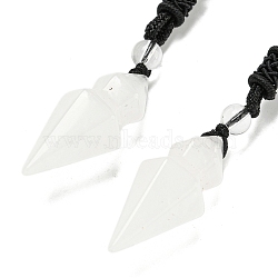 Natural Quartz Crystal Conical Pendulum Pendant Necklace with Nylon Cord for Women, 27.56 inch(70cm)(NJEW-B106-01D)