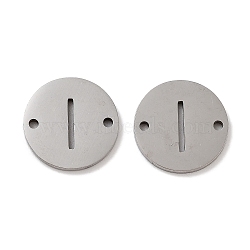 Non-Tarnish 201 Stainless Steel Hollow Flat Round Links, Letter Connector Charms, Stainless Steel Color, Letter I, 12x1mm, Hole: 1.2mm(FIND-R149-03I-P)