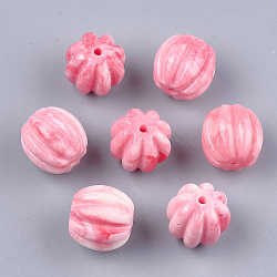Synthetic Coral Corrugated Beads, Dyed, Pumpkin, LightCoral, 14x13.5~14mm, Hole: 1.6mm(CORA-S027-32B)