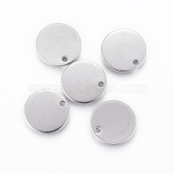 304 Stainless Steel Charms, Stamping Blank Tag, Flat Round, Stainless Steel Color, 13x1mm, Hole: 1.2mm(STAS-H422-04P)
