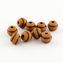 Imitation Wood Acrylic Beads, Round, Saddle Brown, 9x8mm, Hole: 2mm, about 1200pcs/500g(SACR-R830-05)