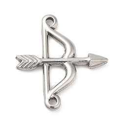304 Stainless Steel Connector Charms, Bow and Arrow Link, Stainless Steel Color, 21x22.5x2mm, Hole: 1.5mm(STAS-D084-12P)