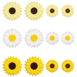 CHGCRAFT 18Pcs 6 Styles Daisy Silicone Beads, Mixed Color, 19.5~30x8~9mm, Hole: 2mm(SIL-CA0002-66)