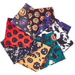 Halloween Printed Polycotton Fabric, for Patchwork, Sewing Tissue to Patchwork, Red, 49.5~50x39.5~40x0.02cm, 8 sheet/set(DIY-WH0032-07B)