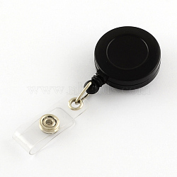 Plastic Clip-On Retractable Badge Holders, Tag Card Holders, Black, 84x31x12mm(X-AJEW-R037-03)