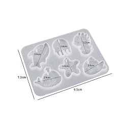 Pendant DIY Food Grade Silicone Molds, Resin Casting Molds, for UV Resin, Epoxy Resin Jewelry Making, Ocean Animal, 72x95x6mm, Inner Diameter: 24~38mm(PW-WG49601-01)