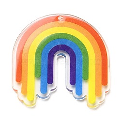 Acrylic Pendants, Rainbow, Colorful, 41.5x41.5x2.5mm, Hole: 2mm(MACR-M028-06A)