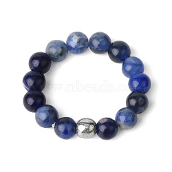 4MM Round Natural Sodalite Beaded Stretch Rings, European and American Style(VM0712-4)