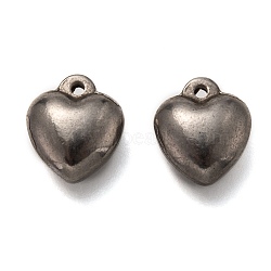 304 Stainless Steel Charms, Heart, Stainless Steel Color, 11.5x10.5x6mm, Hole: 1.2mm(STAS-H123-02P)
