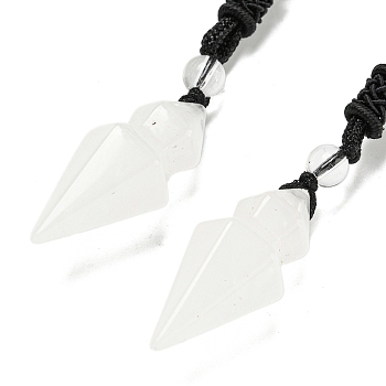 Natural Quartz Crystal Conical Pendulum Pendant Necklace with Nylon Cord for Women, 27.56 inch(70cm)