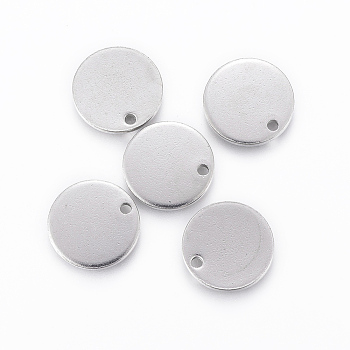 304 Stainless Steel Charms, Stamping Blank Tag, Flat Round, Stainless Steel Color, 13x1mm, Hole: 1.2mm