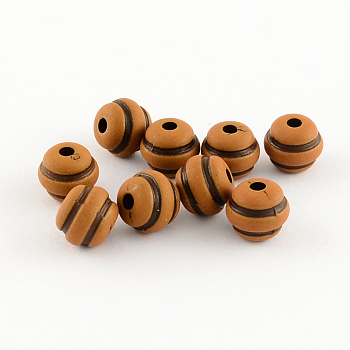 Imitation Wood Acrylic Beads, Round, Saddle Brown, 9x8mm, Hole: 2mm, about 1200pcs/500g