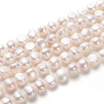 Natural Cultured Freshwater Pearl Beads Strands, Two Sides Polished, White, 9~10x10mm, Hole: 0.8mm, about 37pcs/strand, 13.78 inch(35cm)
