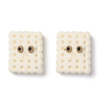 Opaque Resin Cabochons, Biscuit with Eyes, Old Lace, 20.5x16.5x9.5mm