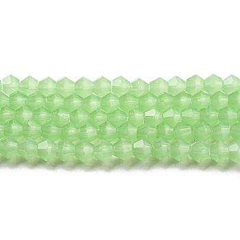 Imitation Jade Glass Beads Strands, Faceted, Bicone, Green, 2.9~3.3x2.5mm, Hole: 0.7mm, about 145~150pcs/strand, 16.34~16.54 inch(41.5~42cm)