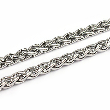 304 Stainless Steel Wheat Chains, Foxtail Chain, Unwelded, Stainless Steel Color, 9x6x1.5mm