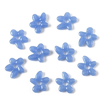 10Pcs Handmade Lampwork Beads, Flower, Cornflower Blue, 18~18.5x17~17.5x4~5mm, Hole: 3~4mm