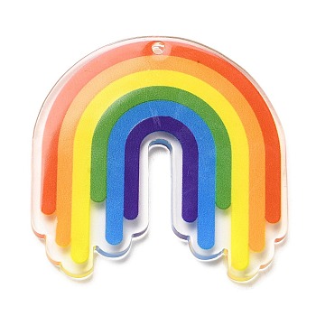 Acrylic Pendants, Rainbow, Colorful, 41.5x41.5x2.5mm, Hole: 2mm