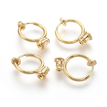 Eco-Friendly Brass Clip-on Hoop Earrings, For Non-pierced Ears, with Brass Spring Findings & Ear Nut, Golden, 18x13mm, Hole: 0.8mm