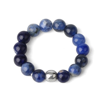 4MM Round Natural Sodalite Beaded Stretch Rings, European and American Style