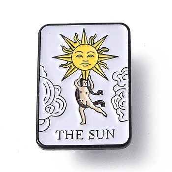 The Sun Tarot Card Enamel Pin, Electrophoresis Black Alloy Badge for Backpack Clothes, White, 30x20x1.5mm