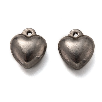 304 Stainless Steel Charms, Heart, Stainless Steel Color, 11.5x10.5x6mm, Hole: 1.2mm