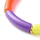 Bracelet extensible en perles de tube incurvées acryliques de couleur bonbon pour fille femmes(BJEW-JB07297-03)-4