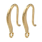 Brass Earring Hooks, Cadmium Free & Lead Free, Real 24K Gold Plated, 15x9x2mm, Hole: 1.4mm, Pin: 0.8mm(KK-H502-17G)