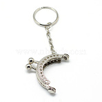 Iron Purse Frame Handle for Bag Sewing Craft Tailor Sewer, with Key Ring, Platinum, 100mm(X-FIND-T008-186P)