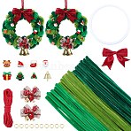 DIY Christmas Pendants Decoration Making Kits, Includ Pipe Cleaners, DIY Plush Sticks, Resin Decoden Cabochons, Iron Bell Pendants, Brass Jump Rings, Mixed Color, 300x5~6mm(DIY-SC0032-73)