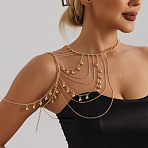 Ally Multi-Layered Chain Shoulder Body Chains for Women, Golden, 300~490mm(FS-WG8BC0E-01)