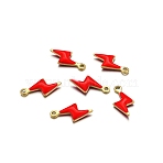 Stainless Steel Enamel Pendants, Lightning, Golden, Red, 10x5mm(PW-WG6549D-04)