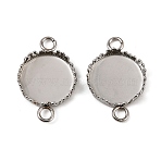 304 Stainless Steel Connector Cabochon Settings, Flat Round, Crown Edge Bezel Cups, Stainless Steel Color, Tray: 12mm, 21x13.5x4mm, Hole: 2.5mm(STAS-NH0003-01P)