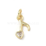 Brass Micro Pave Clear Cubic Zirconia Pendants, Musical Note Charms, Long-Lasting Plated, Rack Plating, Lead Free & Cadmium Free, Real 18K Gold Plated, 13x7x2mm, Jump Ring: 5x1mm, 3mm inner diameter
(KK-H255-24G)