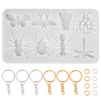 DIY Pendants Silicone Molds, for Women Earrings, with Iron Open Jump Rings, Iron Split Key Rings, Mixed Color, Dragon, 155x95x5mm, Hole: 2mm, Inner Diameter: 32~34x24~39mm(SIMO-TA0001-23A)