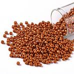 TOHO 8/0 Round Beads, Japanese Seed Beads, (PF562F) PermaFinish Burnt Orange Metallic Matte, 8/0, 3mm, Hole: 1mm, about 222pcs/10g(X-SEED-TR08-PF0562F)