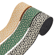 WADORN 6 Yards 3 Colors Polyester Ribbon, Jacquard Rhombus Ribbon, Tyrolean Ribbon, Mixed Color, 1-1/2 inch(38mm), about 2 yards/color(OCOR-WR0001-29)