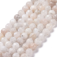 Natural Rainbow Moonstone Beads Strands, Star Cut Round Beads, Faceted, 9.5~10.5x10mm, Hole: 0.9mm, about 39pcs/strand, 15.43 inch(39.2cm)(G-K323-20B)