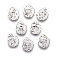304 Stainless Steel Cabochons, Filling Material for Epoxy Resin Craft Art, Laser Cut, Cartoon, Stainless Steel Color, 9x7x1mm(STAS-P245-19P)