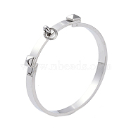 Ring with Square 304 Stainless Steel Bangles, Stainless Steel Color, 1/4 inch(0.7cm), Inner Diameter: 2-1/4x2-3/8 inch(5.6x6.05cm)(BJEW-G700-04P)