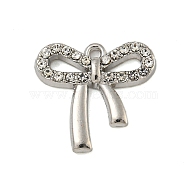 Alloy Pendants, with Crystal Rhinestone, Bowknot, Platinum, 16x17x2.5mm, Hole: 1.2mm(FIND-Z058-03P)