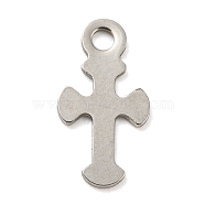 201 Stainless Steel Pendants, Cross Charm, Religion, Stainless Steel Color, 15.5x8x1mm, Hole: 1.8mm(STAS-G318-01P)